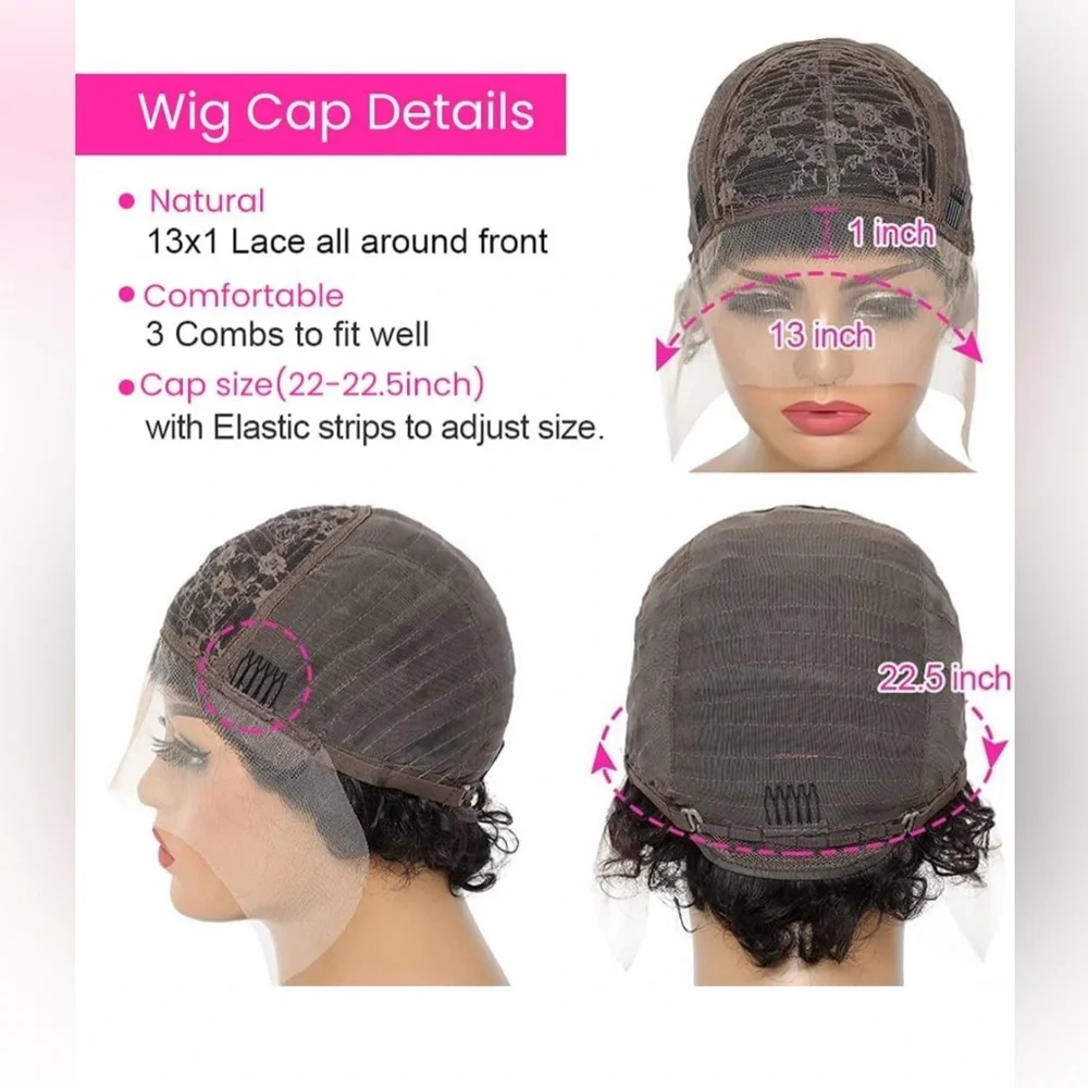Nadula 6” Curly Pixie Cut Human Hair Lace Front Wig